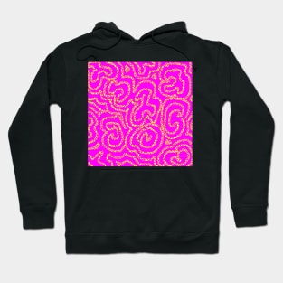 Textured Yellow Doodle on Bright Pink Abstract Hoodie